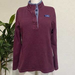 L. L. Bean Women’s Soft Cotton Rugby Shirt chambray accents Burgundy classic